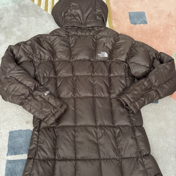 North Face 600 goose down hooded puffer jacket in chocolate brownwomen's size XS - Picture 3 of 5